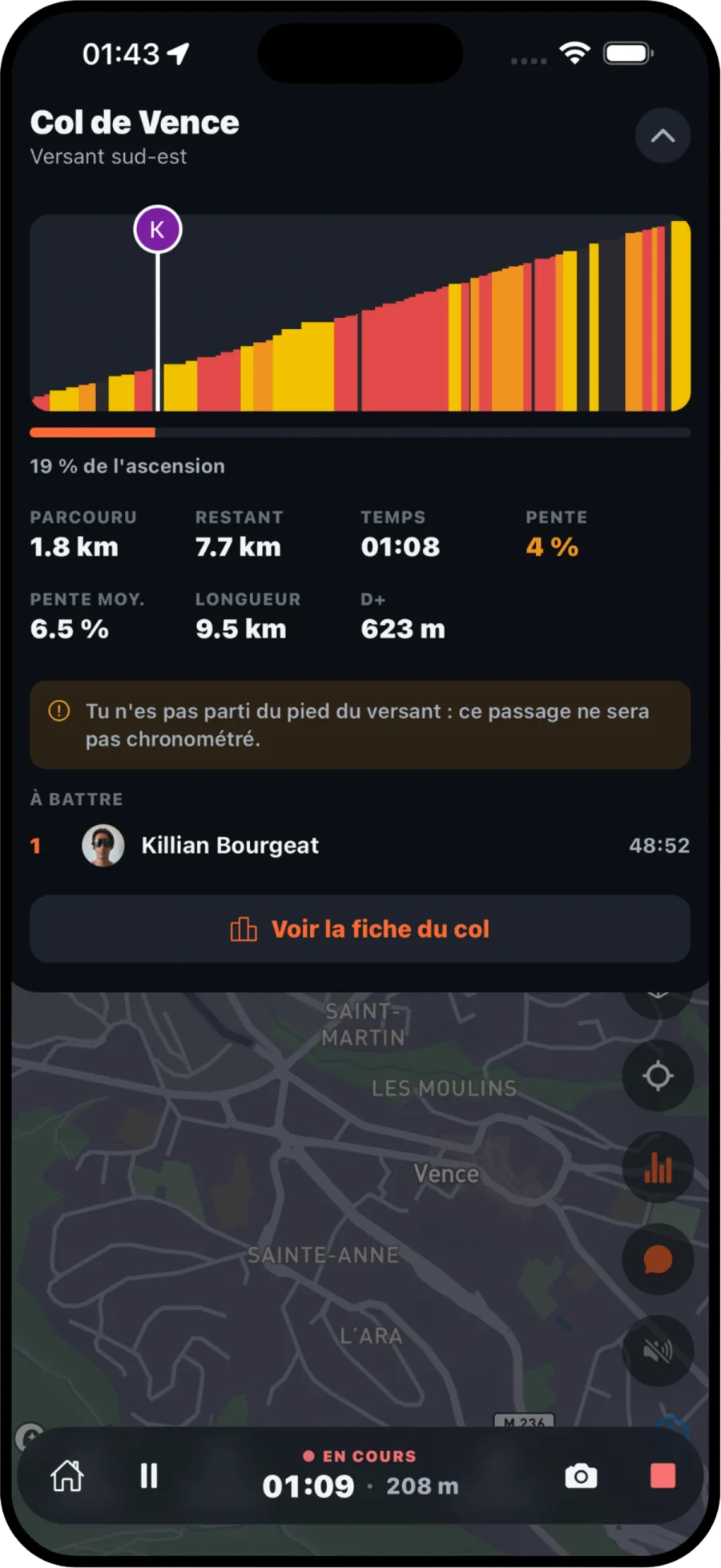 Le tracé en direct