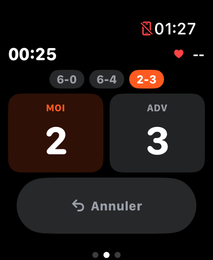 App Apple Watch Sweliv : match de tennis